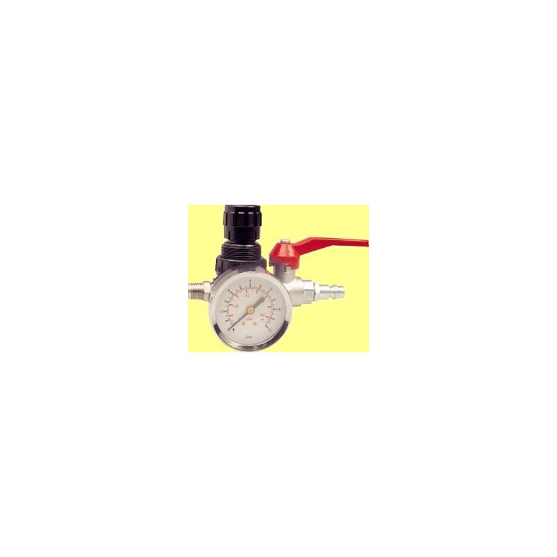 Pressure regulator with pressure gauge. Pressure regulator with pressure gauge.