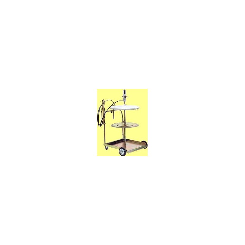 Plate-forme mobile pour la distribution de graisse pour fûts de 180/220 kg avec diamètre extérieur de 550 à 600 mm. Plate-forme mobile pour la distribution de graisse pour fûts de 180/220 kg avec diamètre extérieur de 550 à 600 mm.