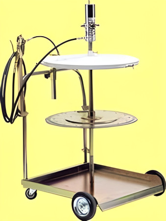 Plataforma móvil para distribución grasa para bidones de 180/220 kg con ø externo de 550 a 600 mm 