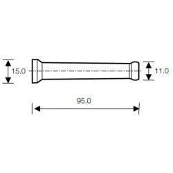 Prolongación PVC duro, 95mm de largo, 1/4"
