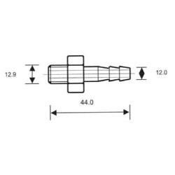 Hose barb connector 1/4" for 13mm hose