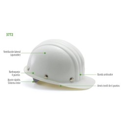 Casco 3772 blanco. Alta temperatura (Hasta 150ºC). Ajuste arnés ROTOR