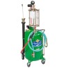 Waste oil drainer with transparent chamber, 65-litre wheel-mounted tank 