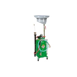 Air-operated oil drainer with transparent chamber, wheel-mounted 90-litre tank 