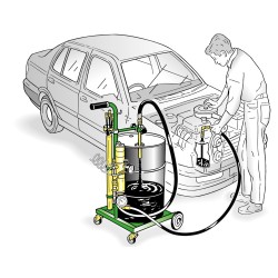 Aspirateur/distributeur à pompe mobile chariot pour fûts de 180/220 kg