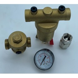 Kit filtro + regulador presión + manómetro + válvula antirretorno