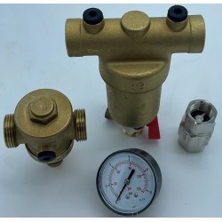 Kit filtro + regulador presión + manómetro + válvula antirretorno