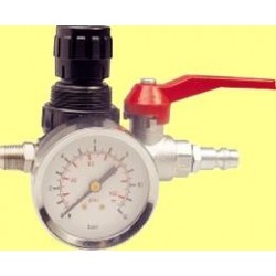 Pressure regulator with pressure gauge.