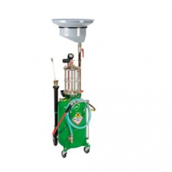 Combination waste oil suction/drainer with transparent chamber wheel-mounted 65-litre tank